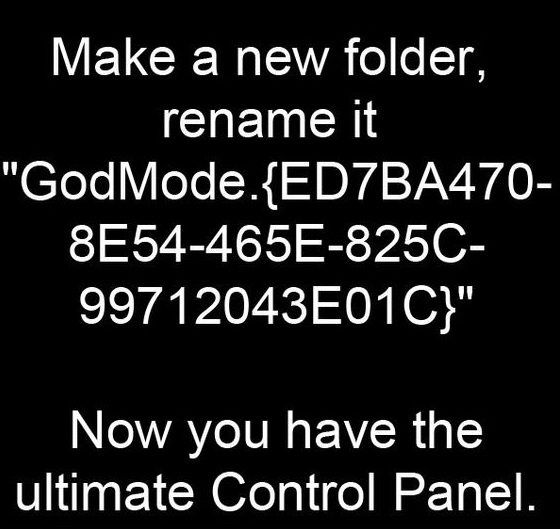 GodMode un folder cu toate functiile din Windows 7 si Windows Vista